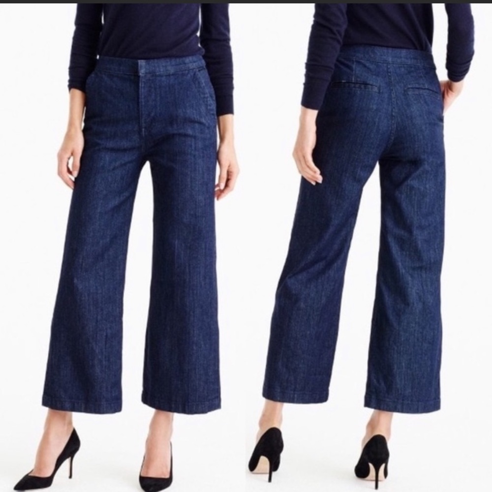 NWT J. Crew Rayner Wide Leg Dark Wash 30 culotte